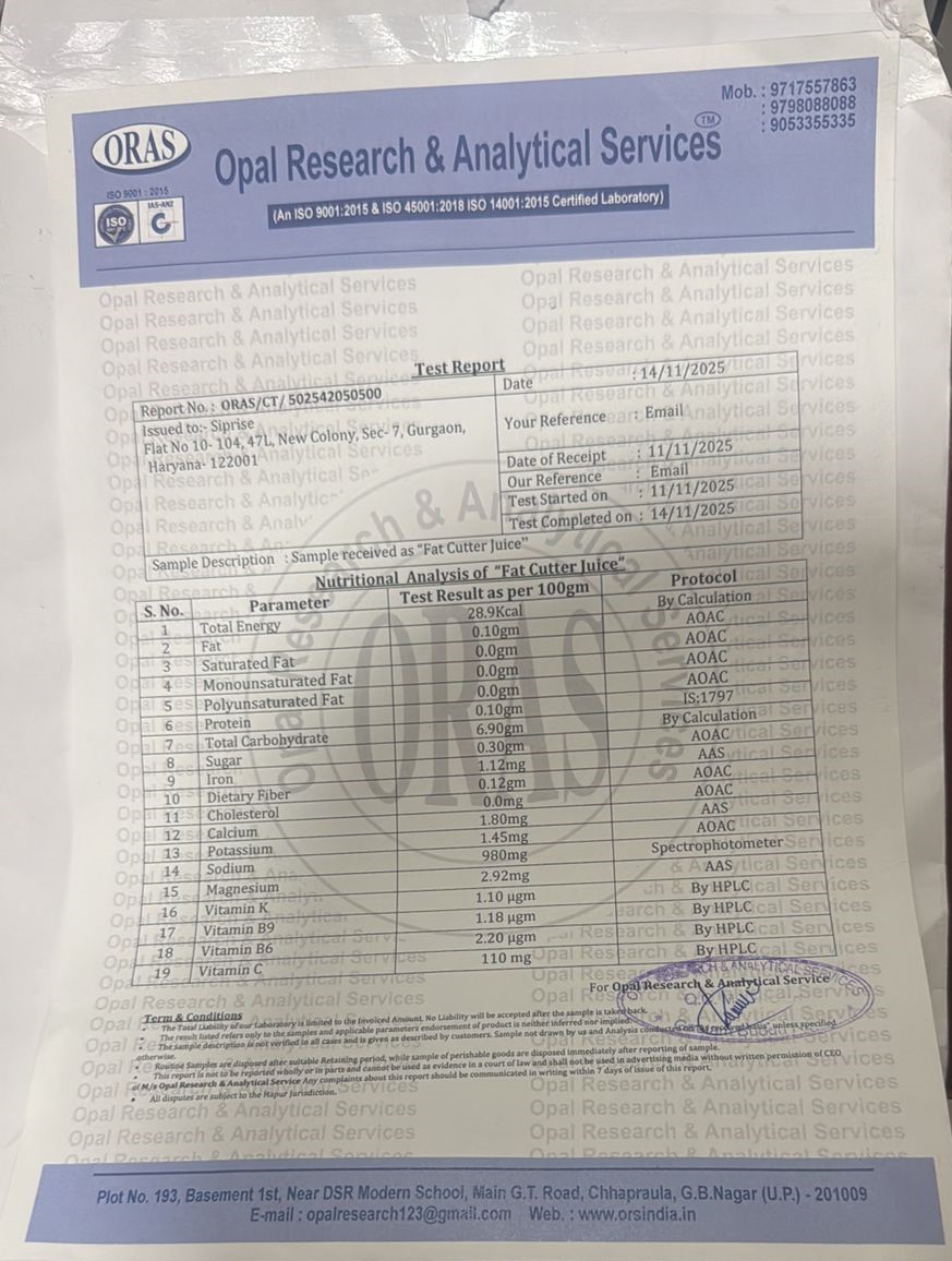 Lab Report: Fat Cutter Nutrition